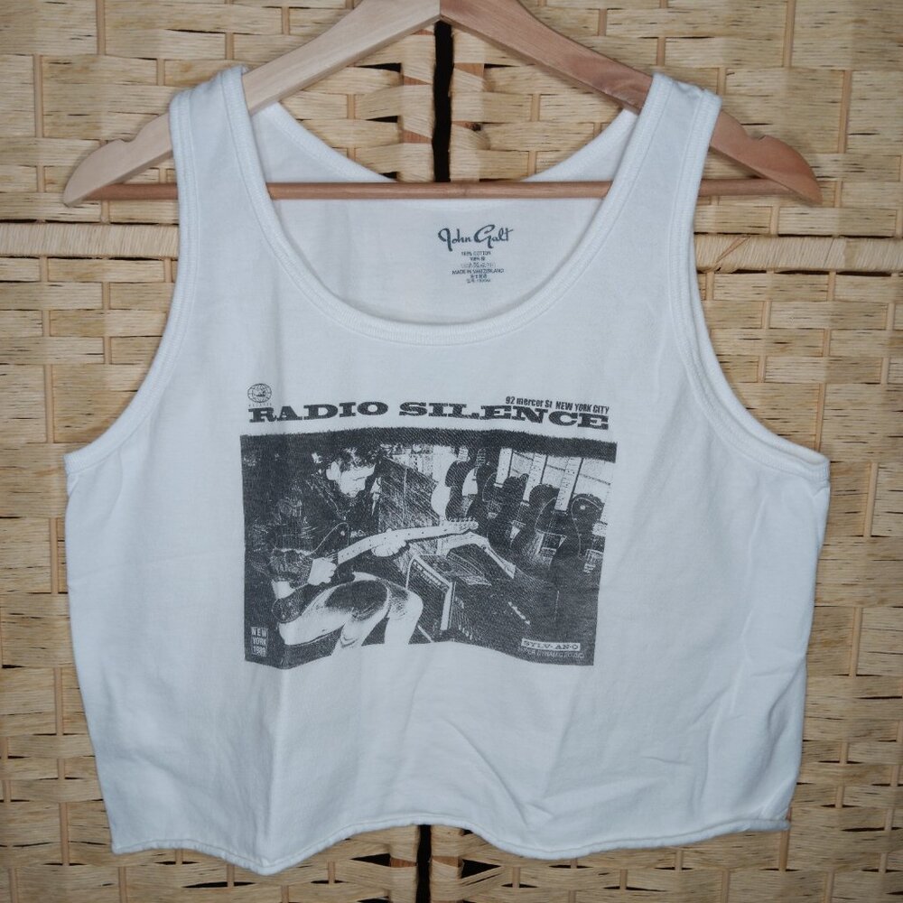 John Galt Radio Silence Cropped Raw Edge Tank Small Relaxed Fit